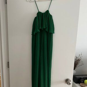 NWT ZARA PLEATED JUMPSUIT - GREEN - XS